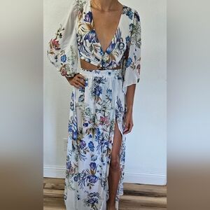 Elegant Floral Maxi Dress with Slit